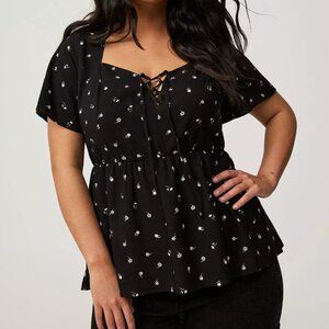 NWT Torrid Babydoll Lace-Up Top